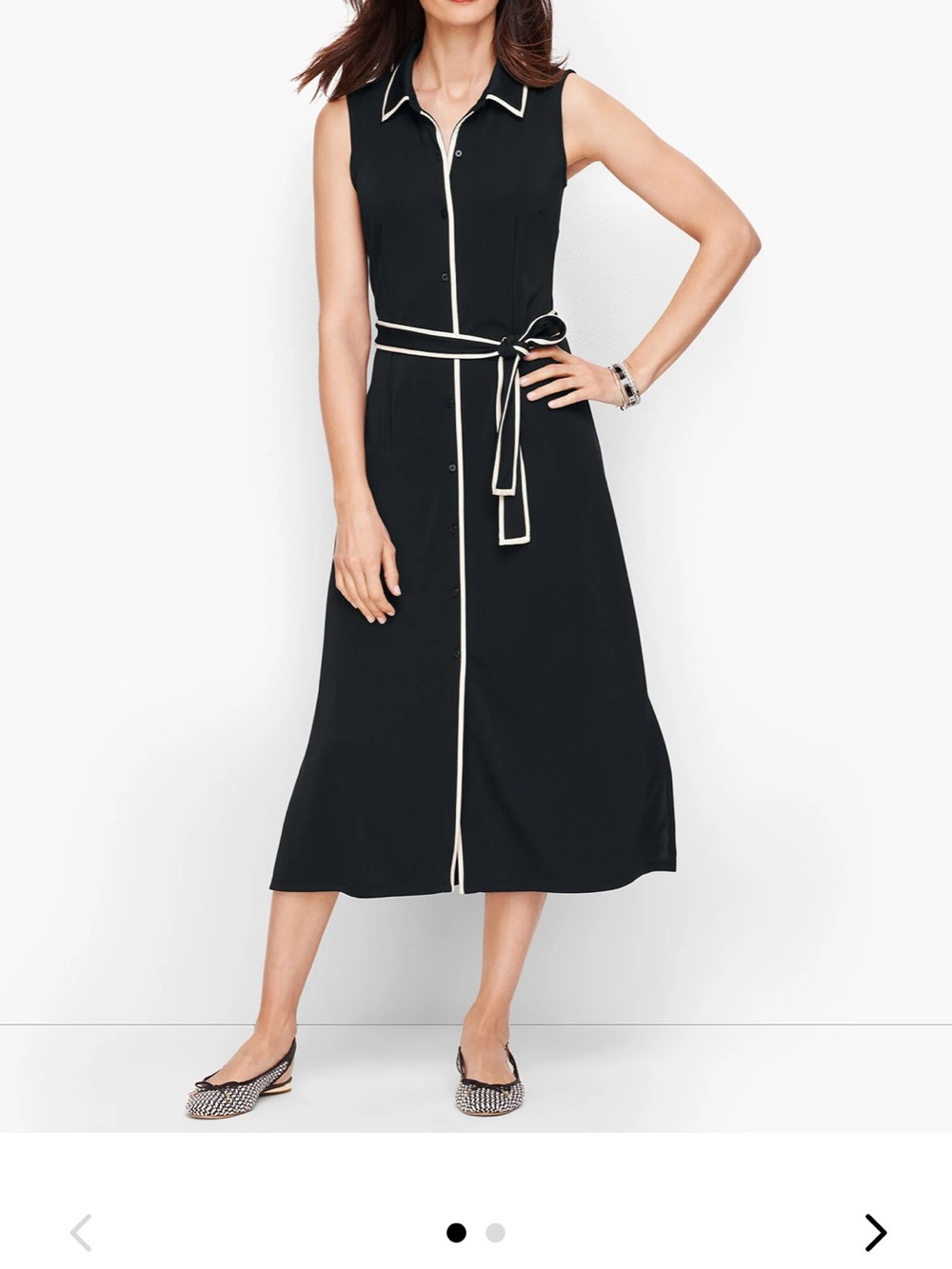Talbots tipped jersey shirtdress in black with white contrast piping Trim - 2Xp - Picture 16 of 16